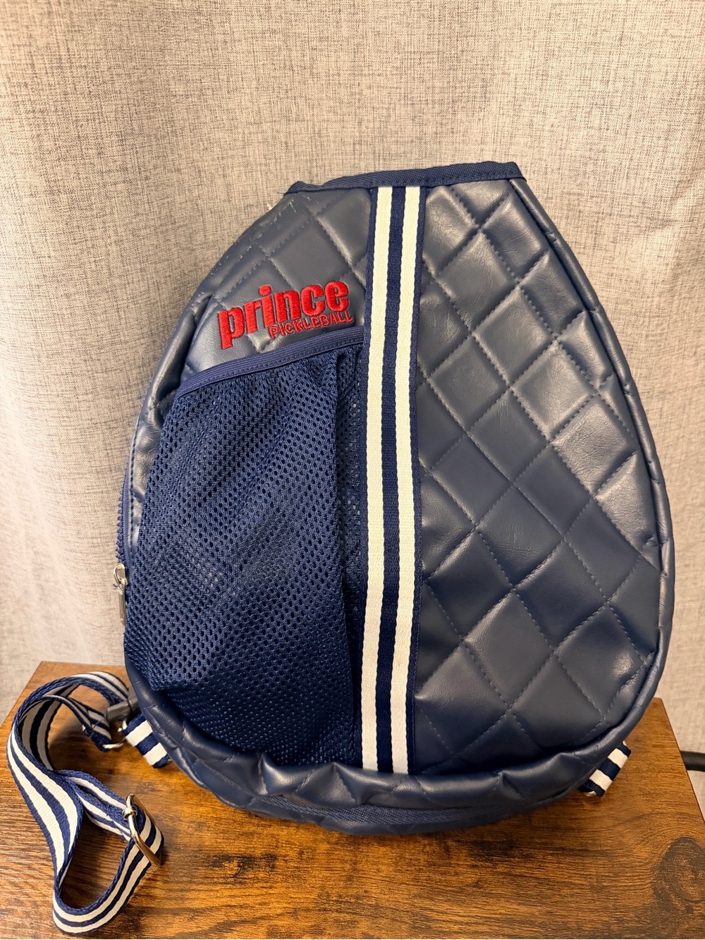 Prince Pickleball Navy Quilted Sling Backpack with Red Logo